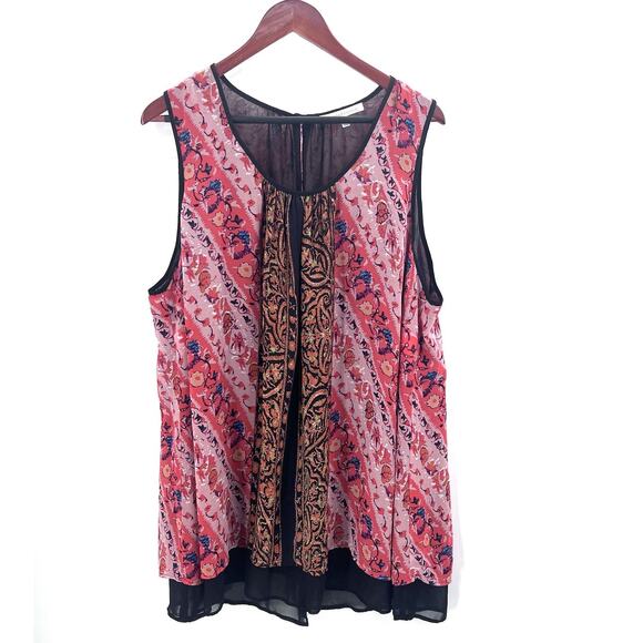 Daniel Rainn Boho Colorful Floral Flowy Sleeveless Tunic Top Womens Size 3X - Picture 1 of 5